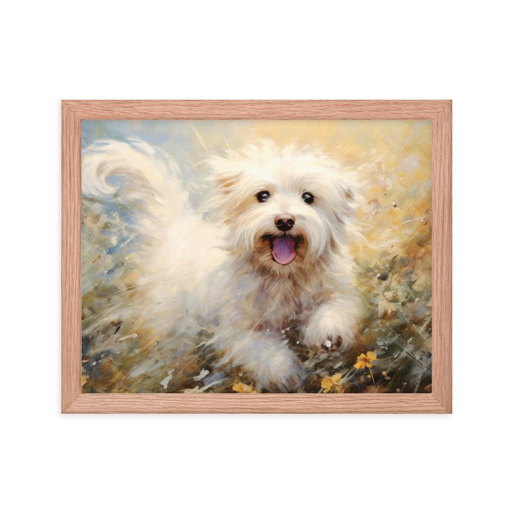 Coton De Tulear Autumn Bliss Flurry of Leaves and Light Framed Poster - Oh Posters