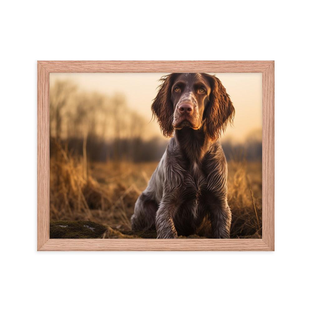 German Longhaired Pointer Golden Hour Outdoor Framed Poster - Oh Posters