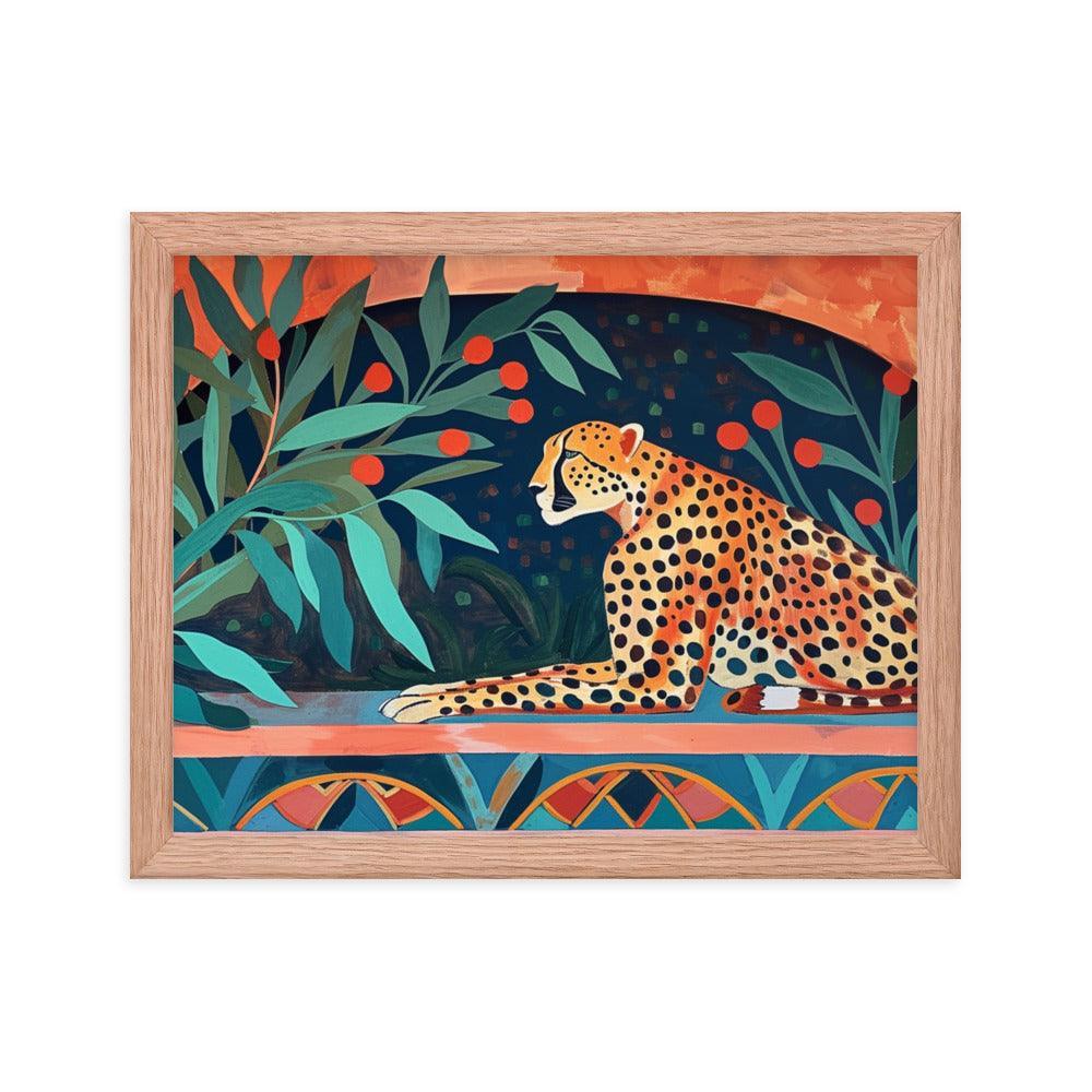 Cheetah Resting in Archway Botanical Art Framed Poster - Oh Posters