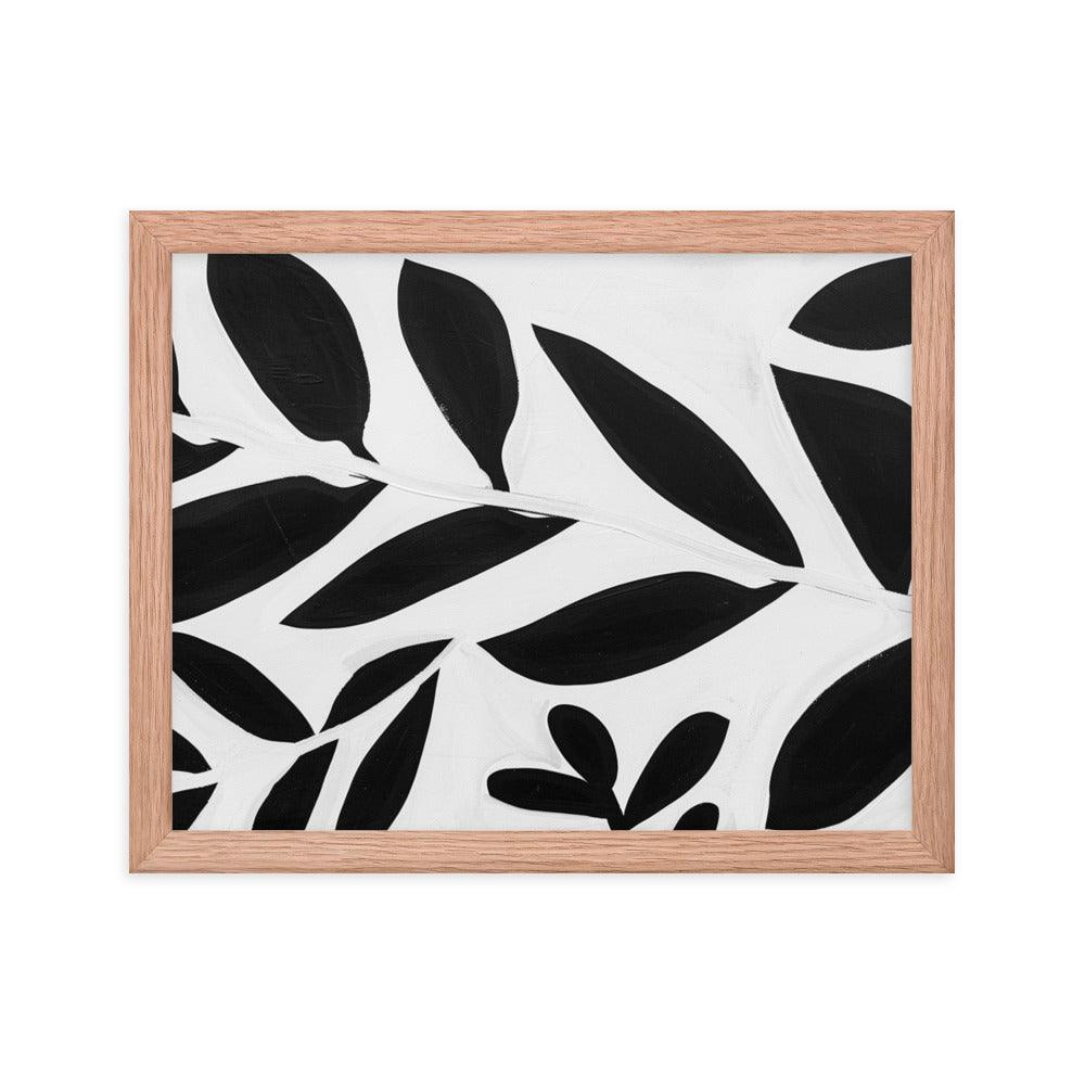 Textured Leaf Contrast Silhouette Monochrome Painting Framed Poster - Oh Posters