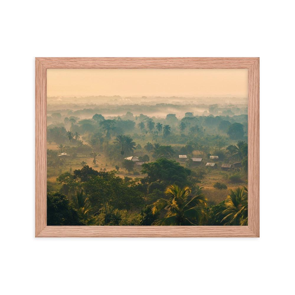 Early Morning Fog Over Benin Village Digital Art Framed Poster - Oh Posters