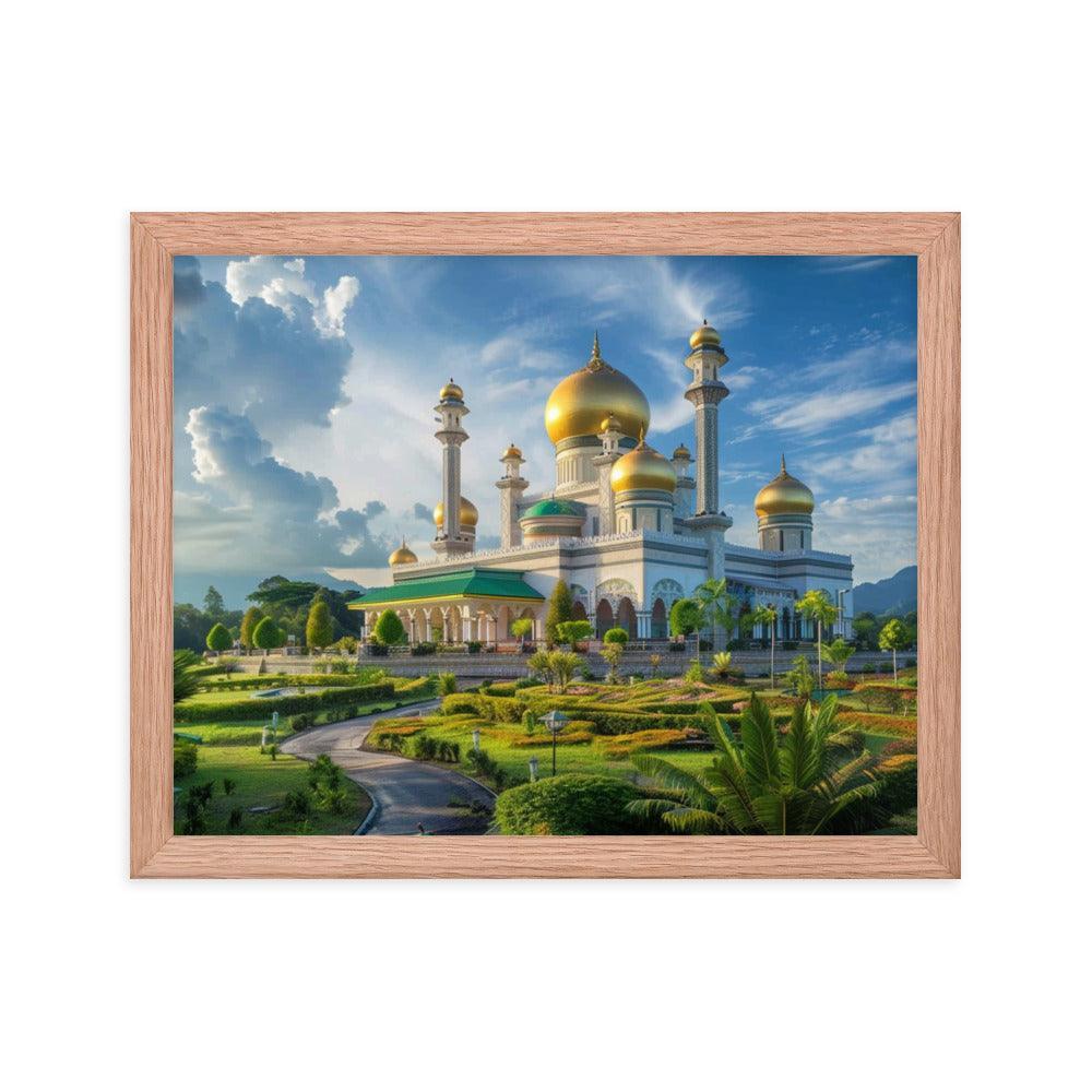 Brunei Sultan Mosque Sunset Landscape Photography Framed Poster - Oh Posters