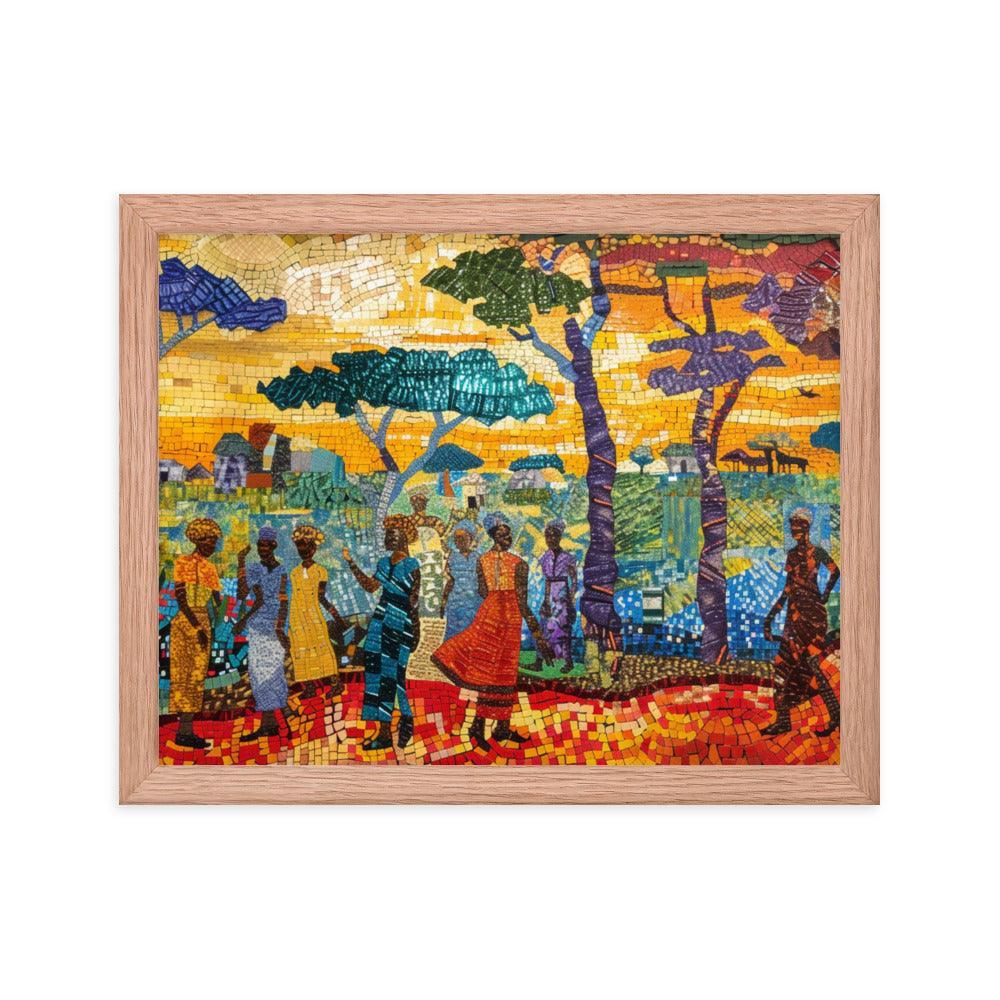 Chad Mosaic Artwork of Rural Community Scene Framed Poster - Oh Posters