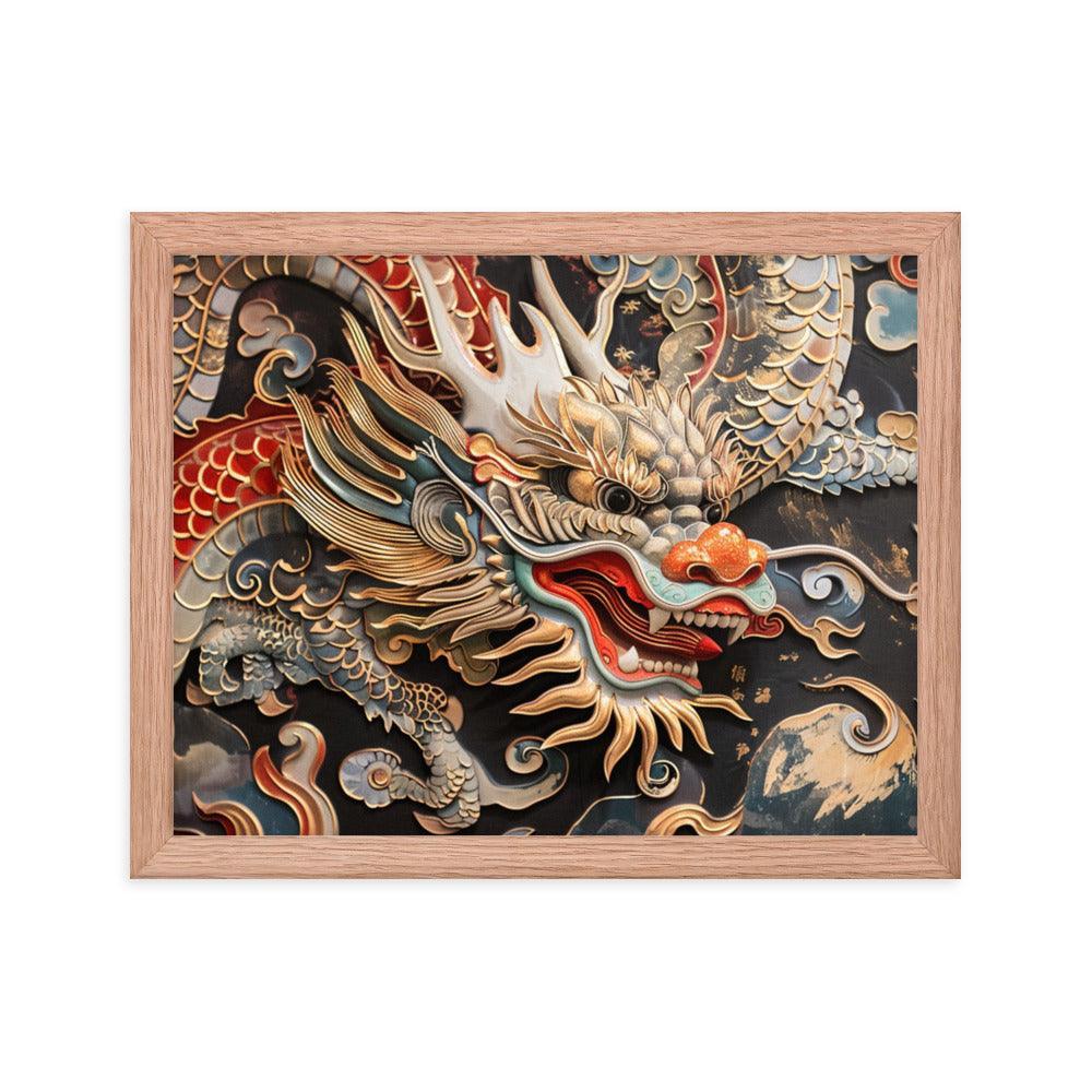 China Classic Dragon Sculpture Artwork Framed Poster - Oh Posters