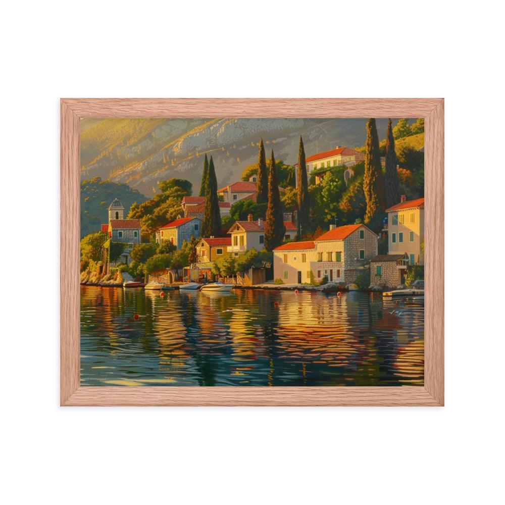 Croatia Golden Sunset Over Coastal Village Art Framed Poster - Oh Posters