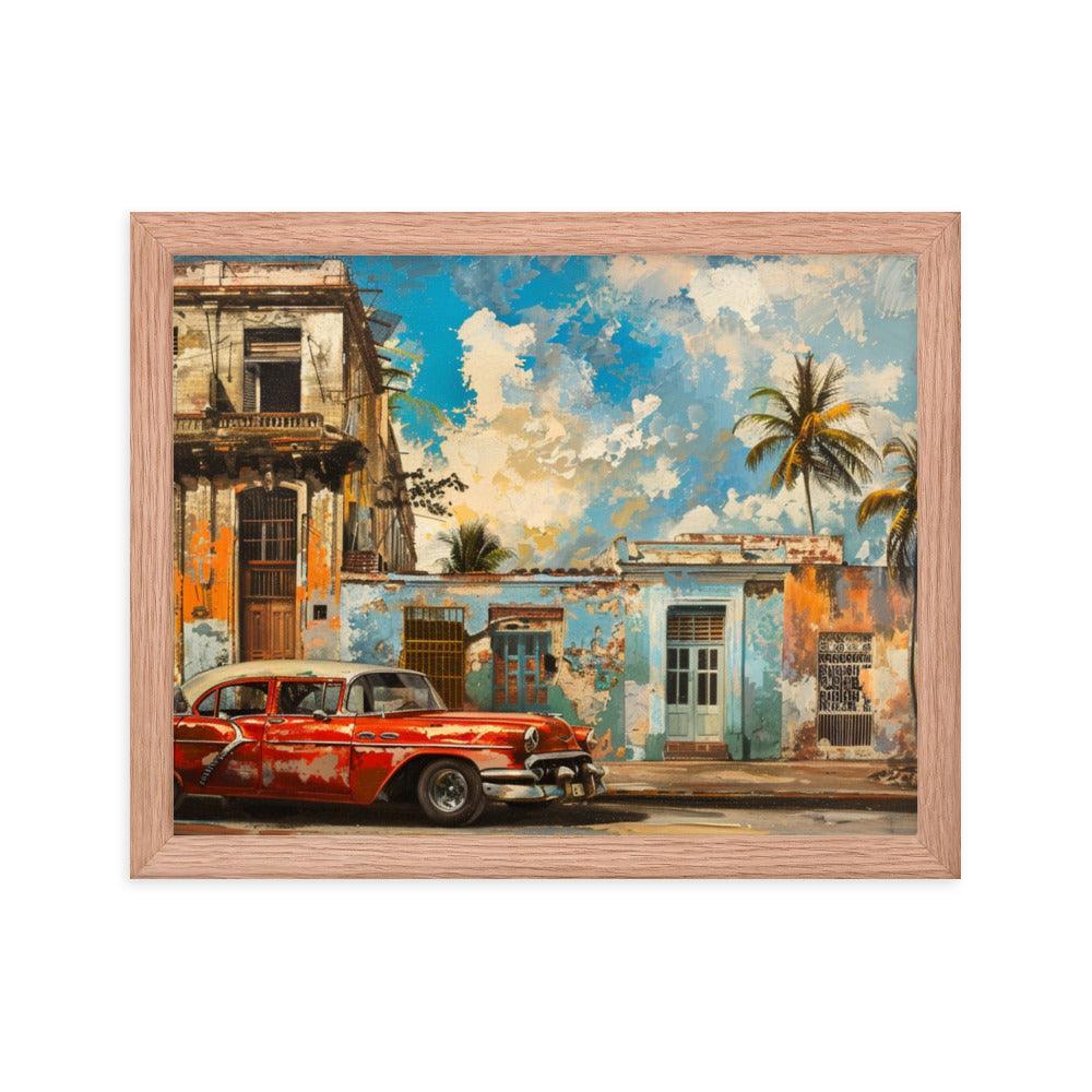 Cuba Classic Car and Historical Buildings Street Scene Framed Poster - Oh Posters