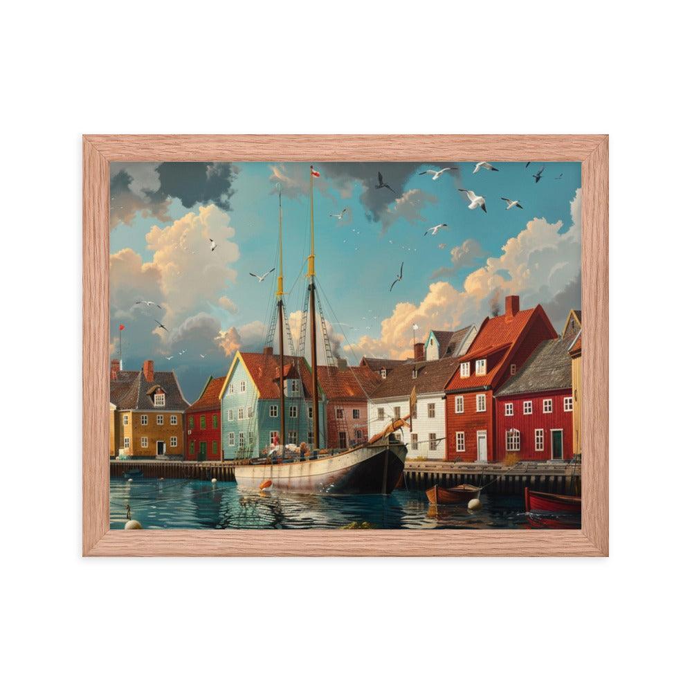 Historic Danish Seaport Denmark Digital Art Framed Poster - Oh Posters