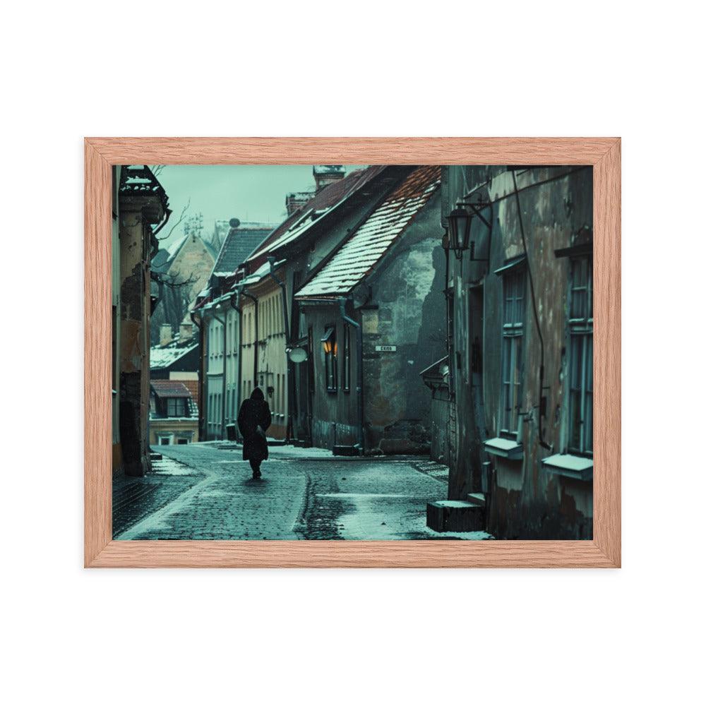 Estonia Winter Evening in Old Town Framed Poster - Oh Posters