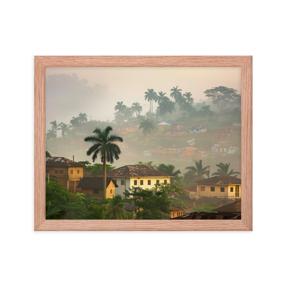 Ghana Misty Hillside Village Morning Framed Poster - Oh Posters