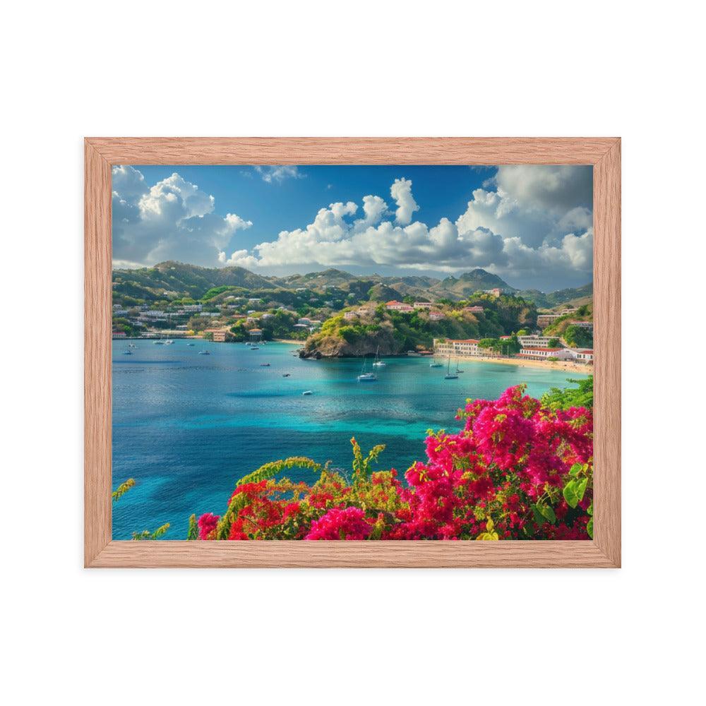 Grenada Tropical Bay Lush Hillside Framed Poster - Oh Posters