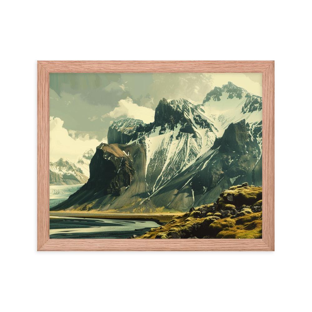 Iceland Dramatic Snowy Peaks Landscape Framed Poster - Oh Posters