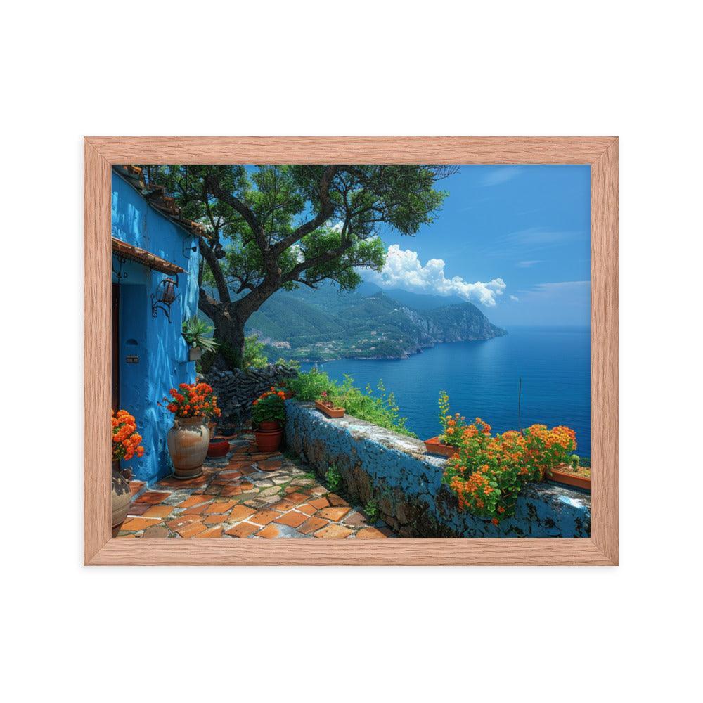 Italy Amalfi Coast Vibrant Seaside Villa Framed Poster - Oh Posters