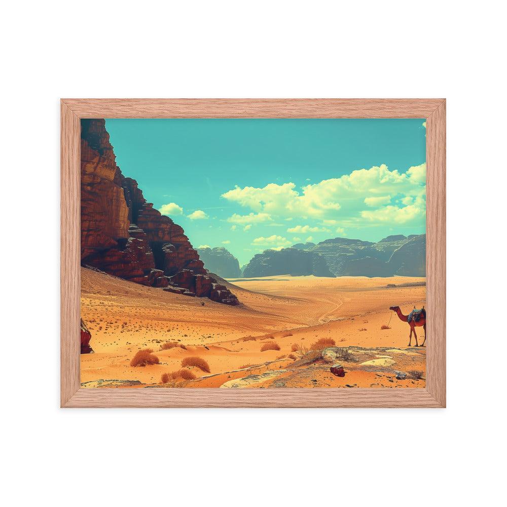 Jordan Wadi Rum Desert Camel Landscape Framed Poster - Oh Posters