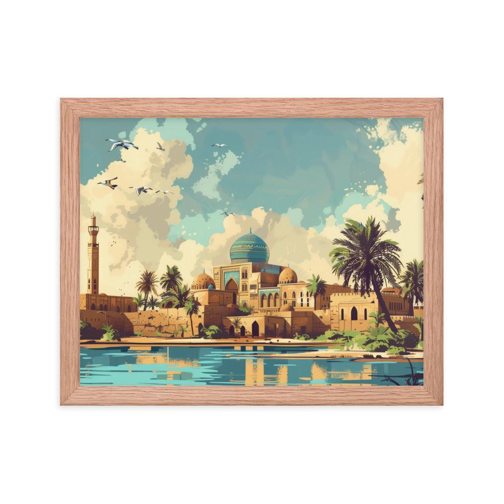 Iraq Riverside Mosque Tropical Landscape Framed Poster - Oh Posters