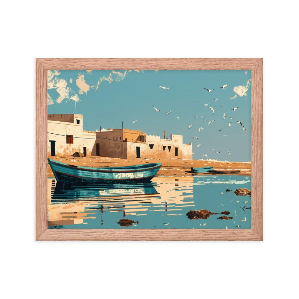 Mauritania Coastal Town Reflected on Calm Waters Framed Poster - Oh Posters