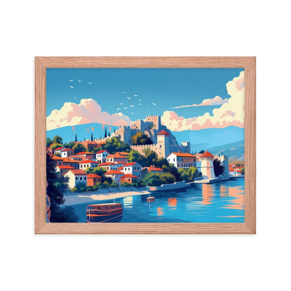 North Macedonia Historic Castle by the Lake Framed Poster - Oh Posters