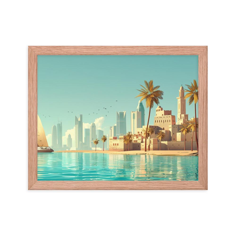 Qatar Traditional and Modern Architecture Seaside Framed Poster - Oh Posters