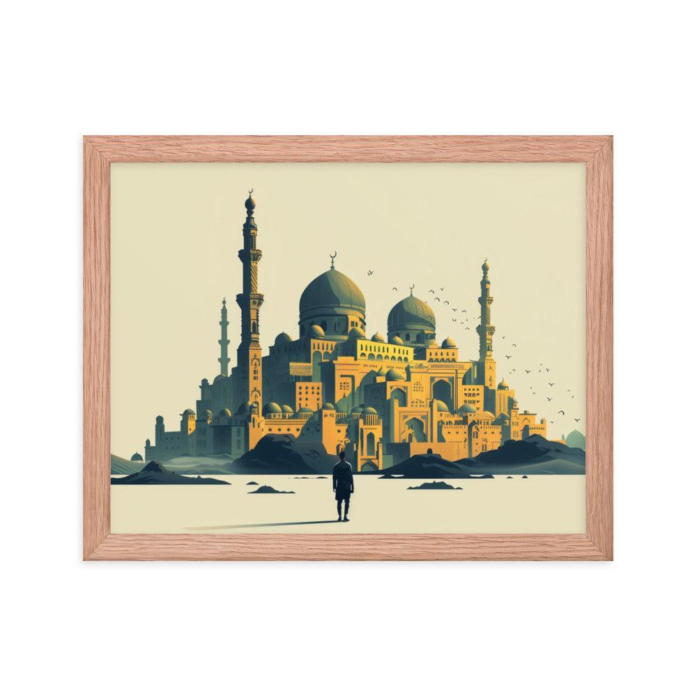 Saudi Arabia Majestic Mosque Desert Landscape Framed Poster - Oh Posters