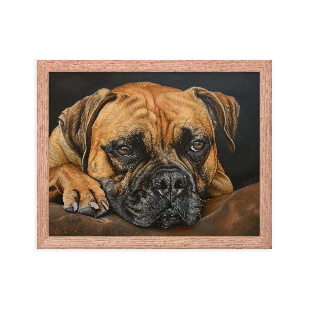 Bullmastiff Resting Portrait Painting Framed Poster - Oh Posters