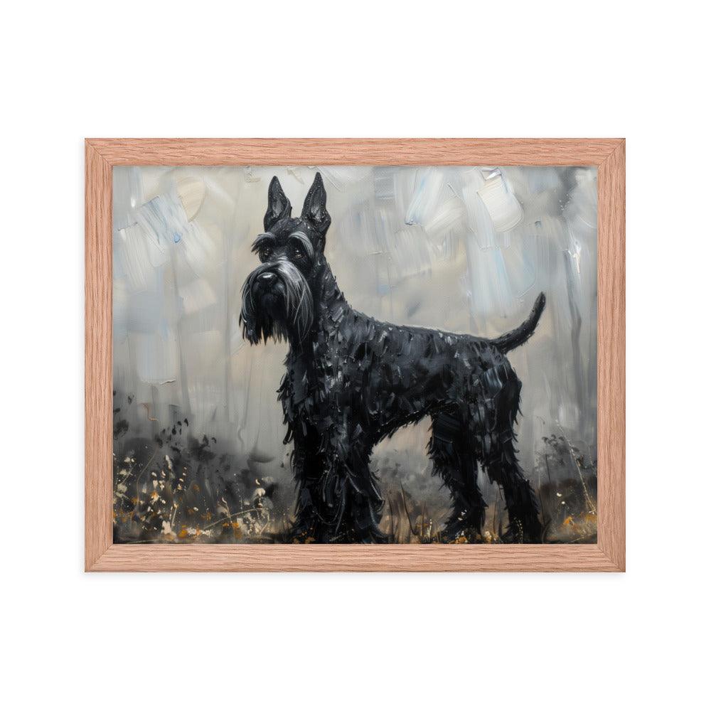 Giant Schnauzer Abstract Black and Gray Portrait Framed Poster - Oh Posters