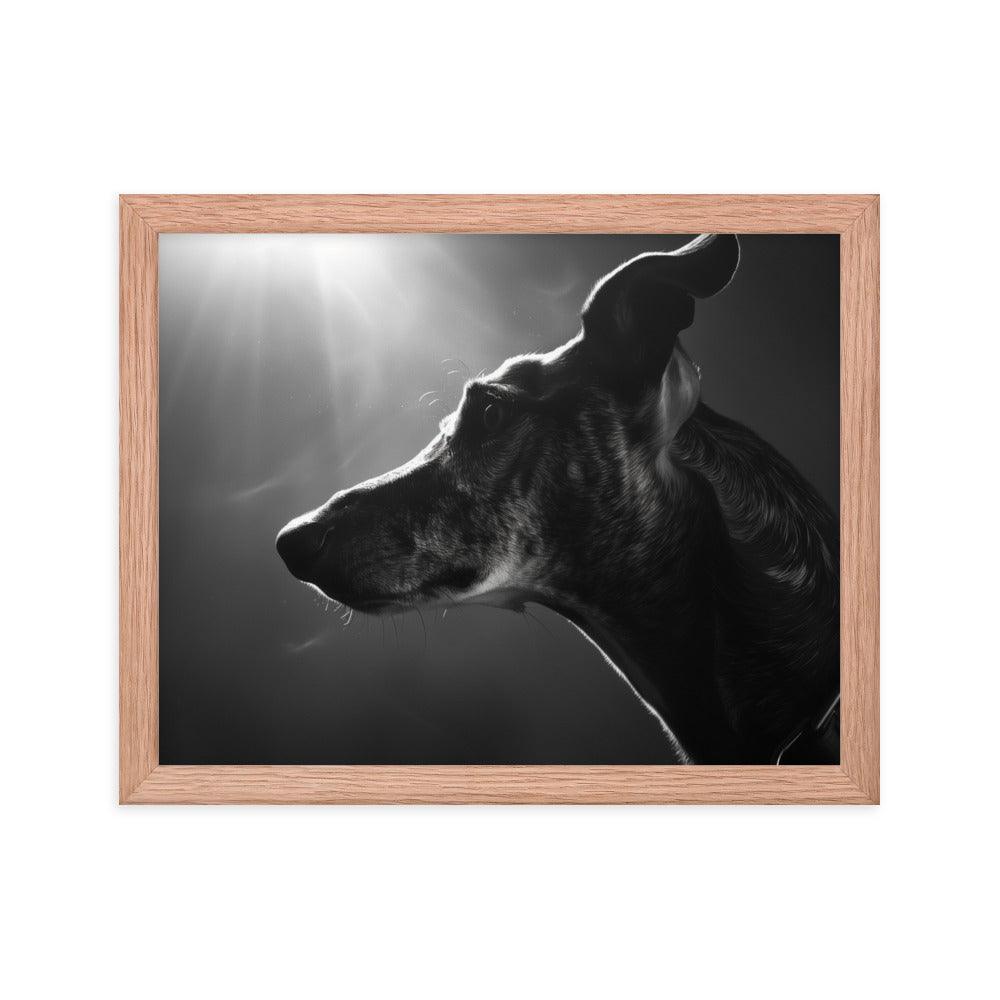 Greyhound Dramatic Black and White Lighting Framed Poster - Oh Posters