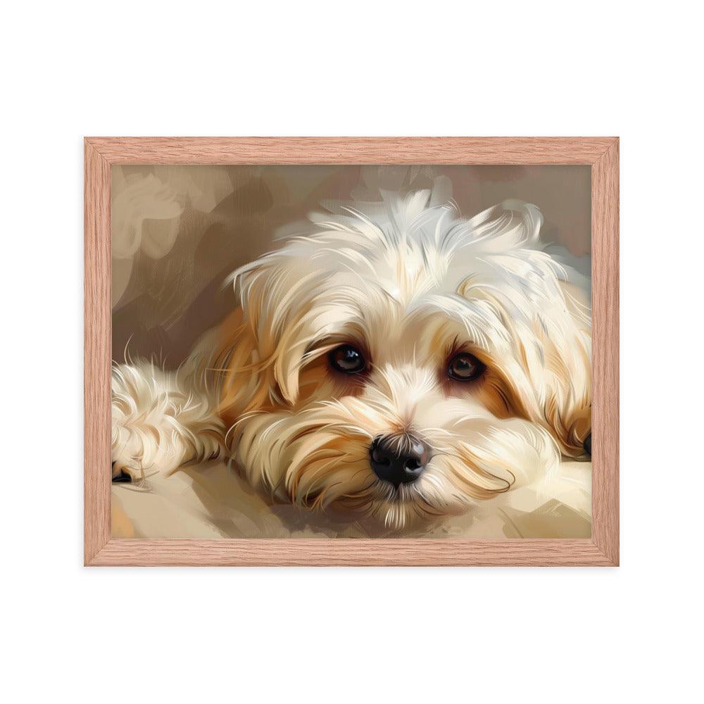 Havanese Puppy Resting Digital Painting Framed Poster - Oh Posters