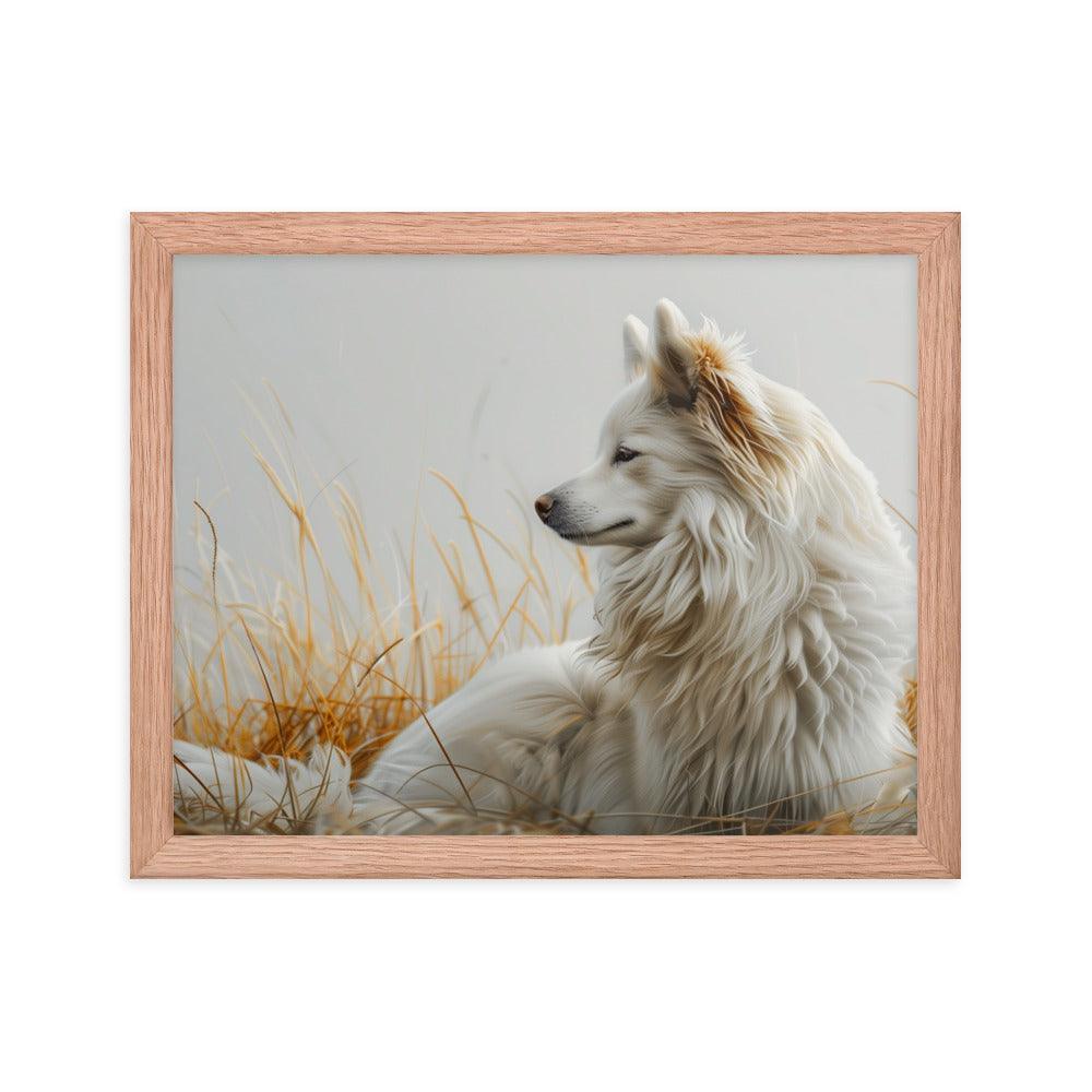 Icelandic Sheepdog in Golden Field Art Framed Poster - Oh Posters