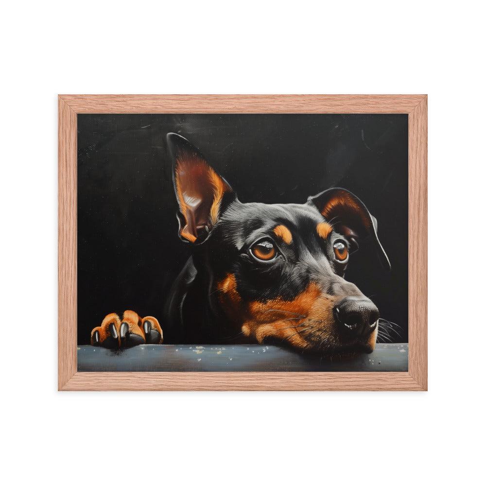 Manchester Terrier Painting with Dark Background Framed Poster - Oh Posters