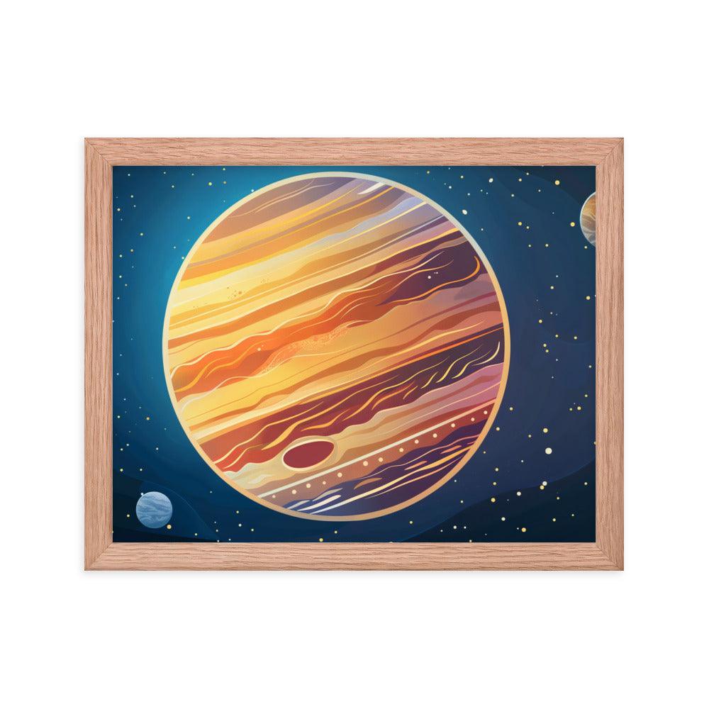 Jupiter Colorful Space Illustration Astronomy Art Framed Poster - Oh Posters