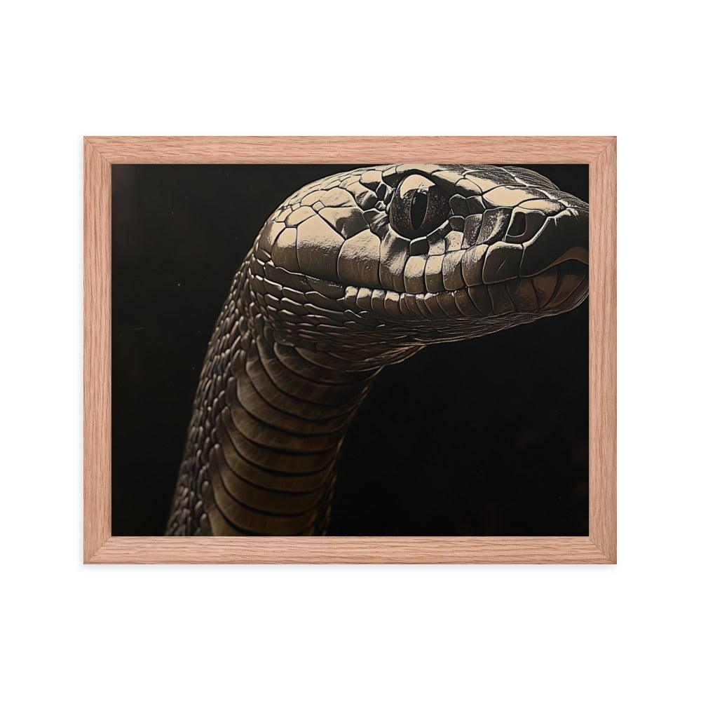 Cobra Snake Realistic Dark Portrait Digital Art Framed Poster - Oh Posters