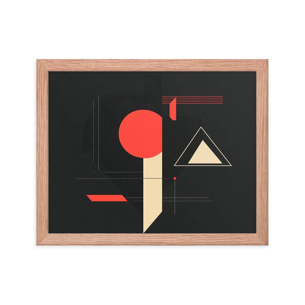 Bold Geometric Art Shapes Red Circle Black Framed Poster - Oh Posters