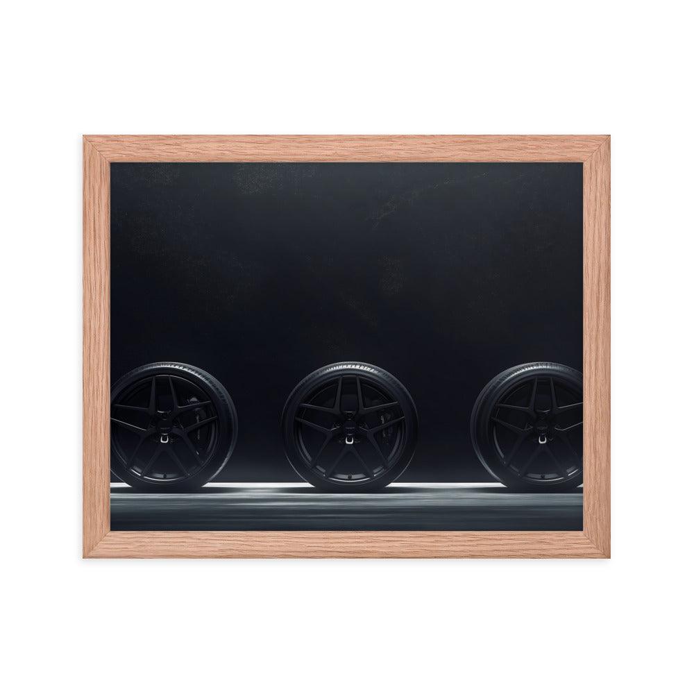 Car Wheels Trio Under Starry Night Sky Framed Poster - Oh Posters