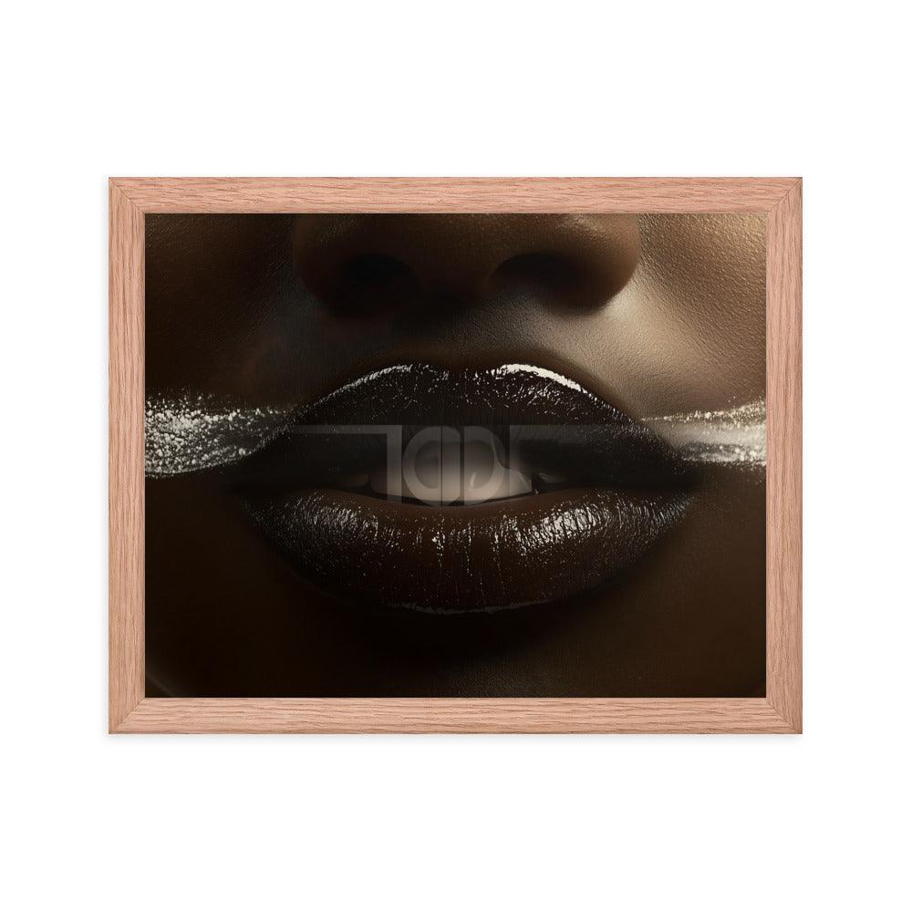 Bold Abstract Face Art with White Accents for Modern Aesthetic Framed Poster - Oh Posters