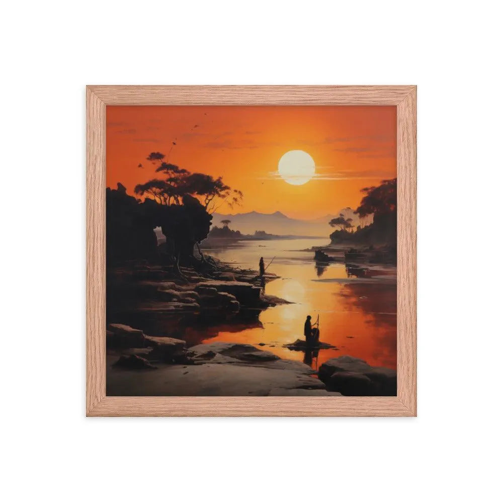 Indian Beach Sunset Painting Framed Poster - Oh Posters