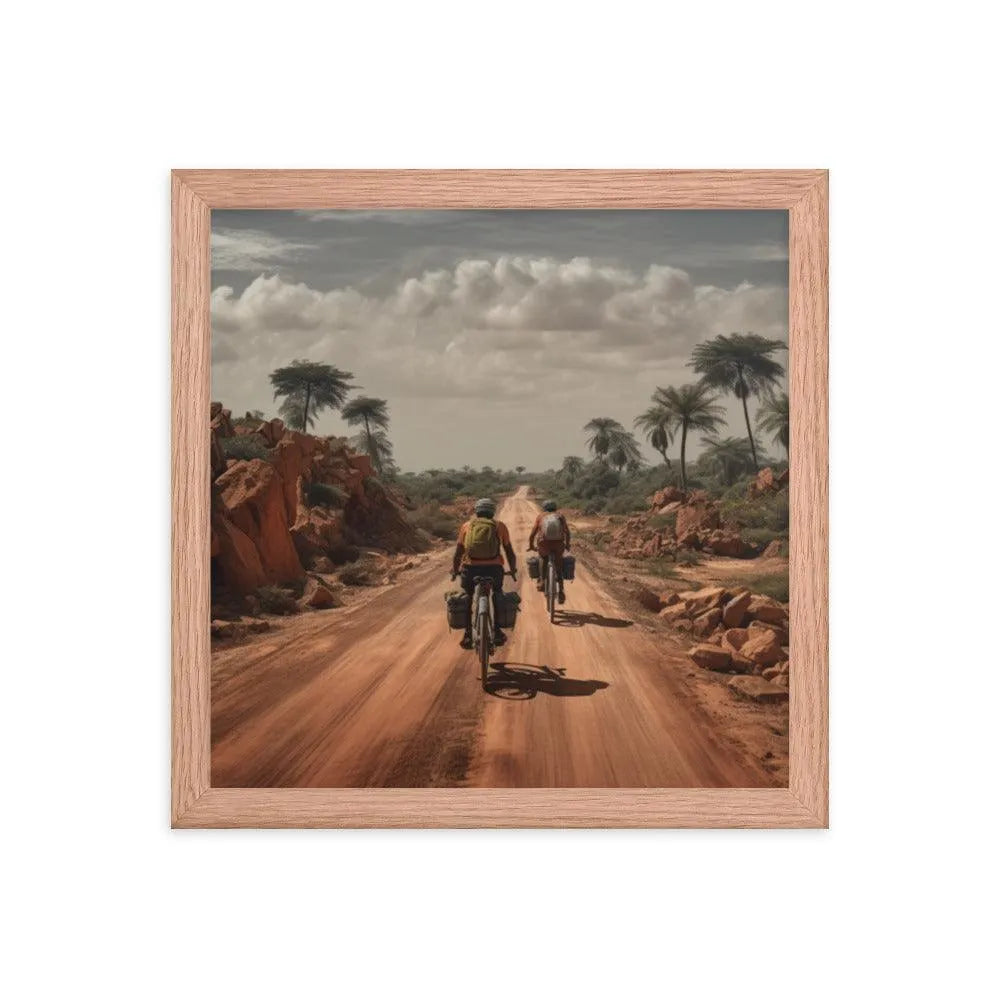 Riding Bicycle on Indian Road Painting Framed Poster - Oh Posters