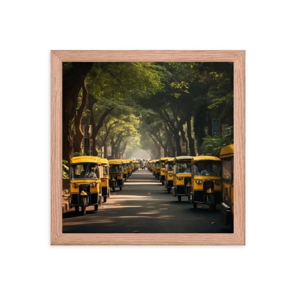 Indian Road with TukTuk Rickshaws Framed Poster - Oh Posters