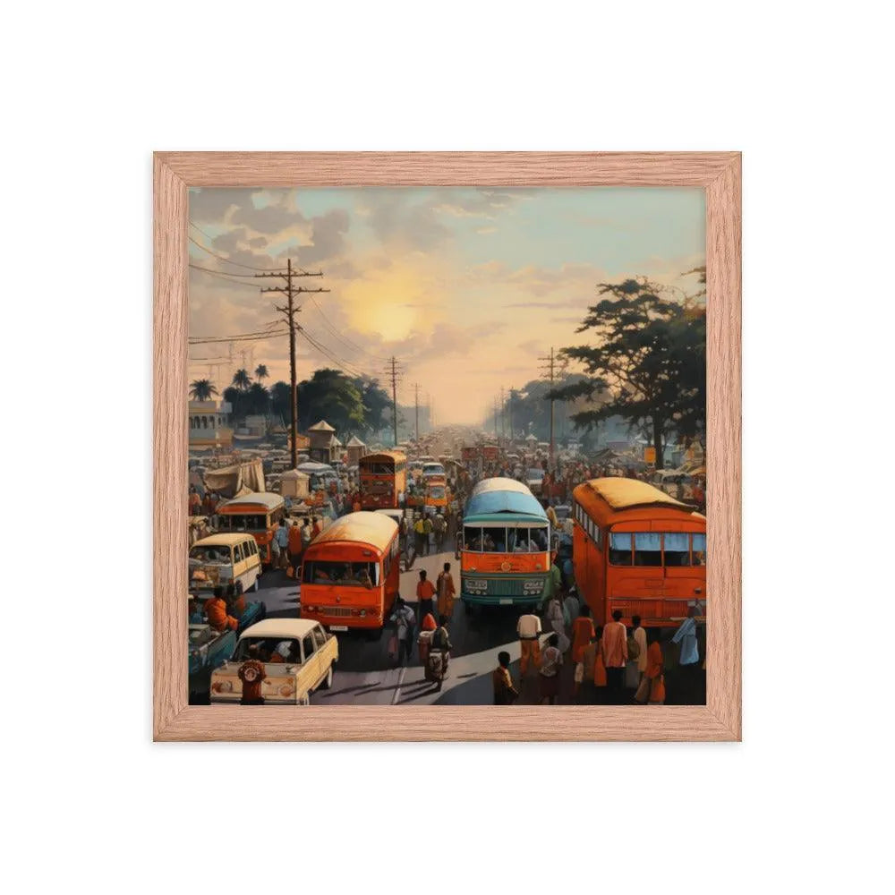 Indian Street Traffic Painting Framed Poster - Oh Posters