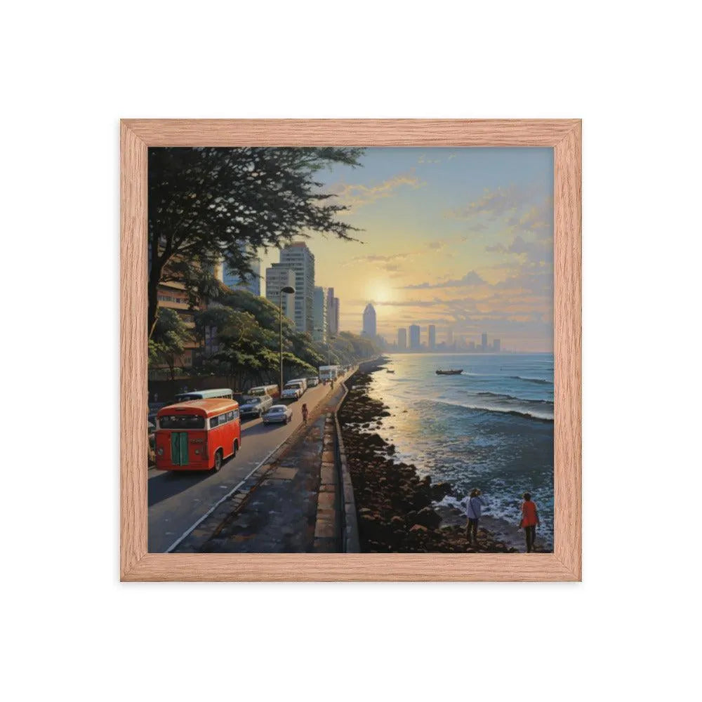 India Mumbai Marine Drive Painting Framed Poster - Oh Posters