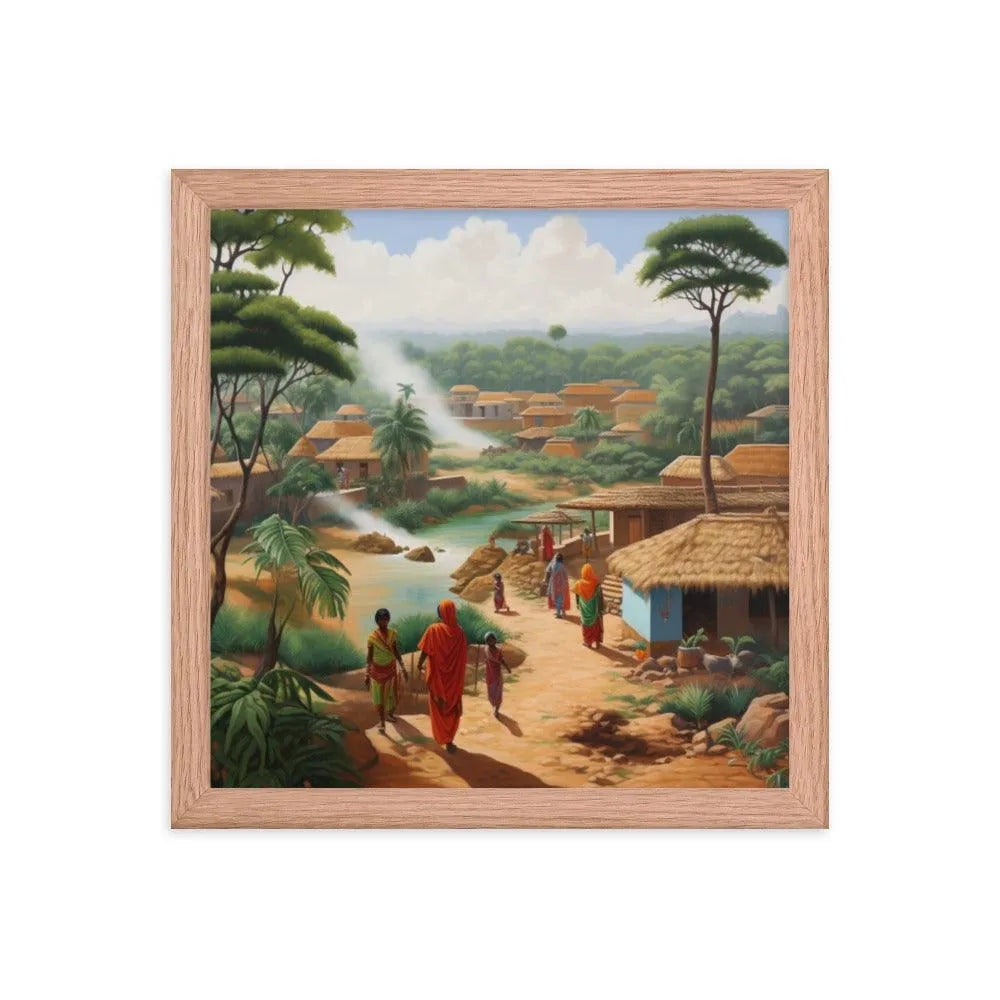 Indian Village Jungle Painting Framed Poster - Oh Posters