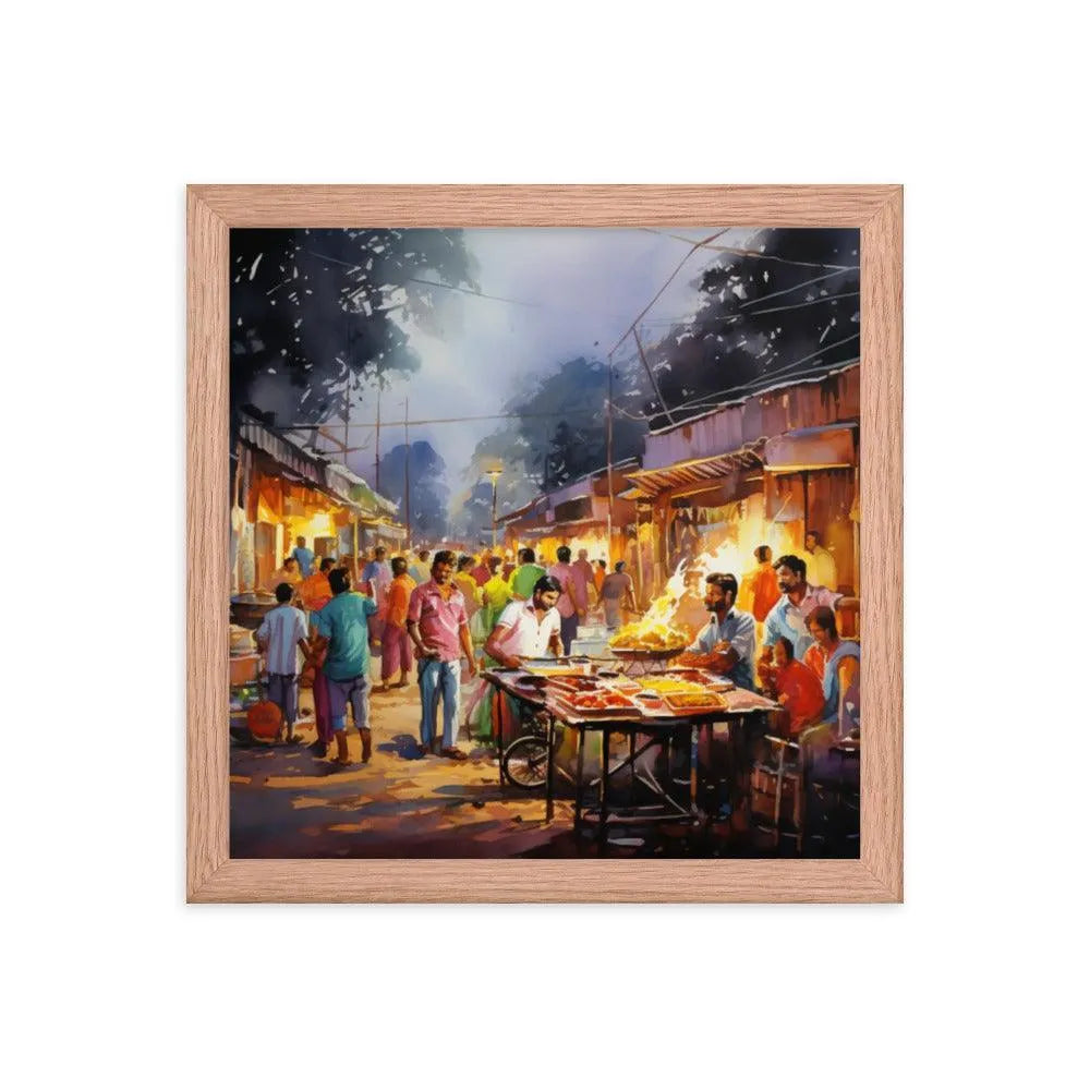 Indian Street Food Street Stalls Painting Framed Poster - Oh Posters