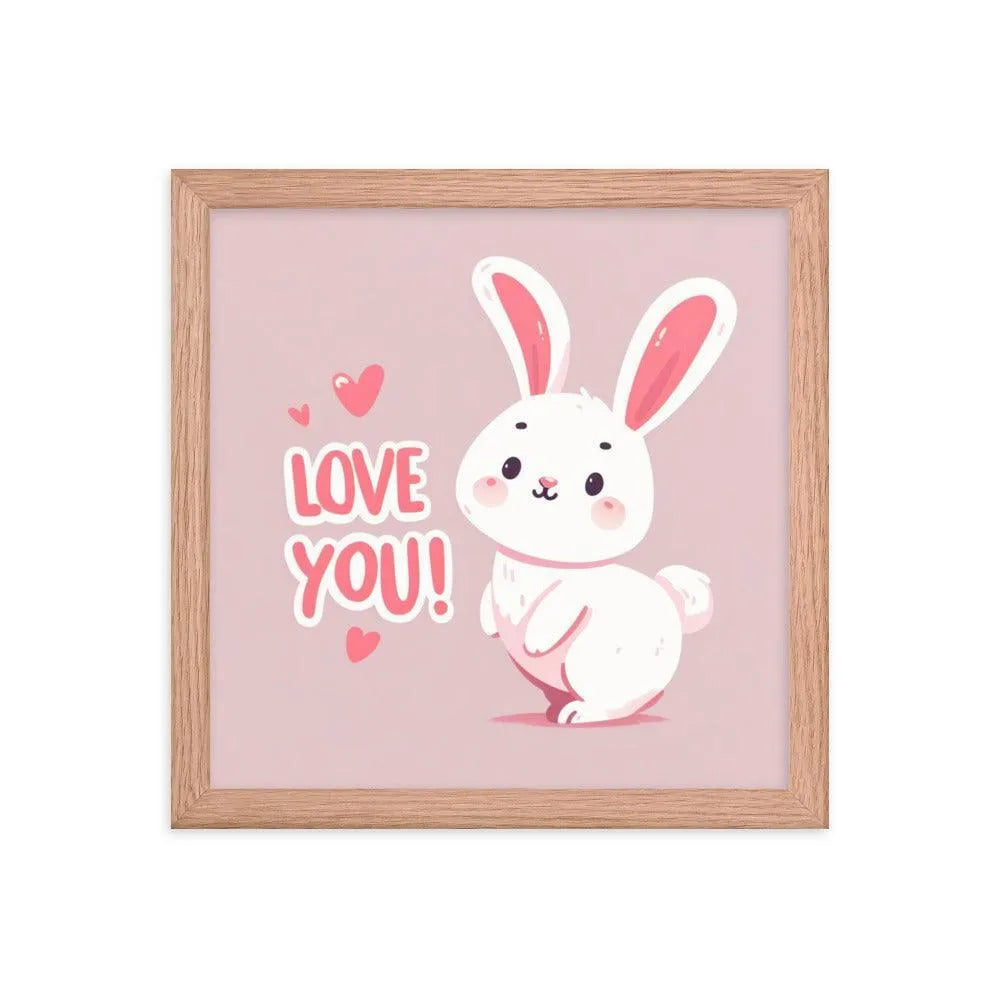 Bunny Rabbit Saying 'Love You' Framed Poster - Oh Posters