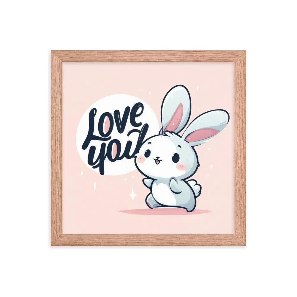 Bunny Rabbit Saying 'Love You' Framed Poster - Oh Posters