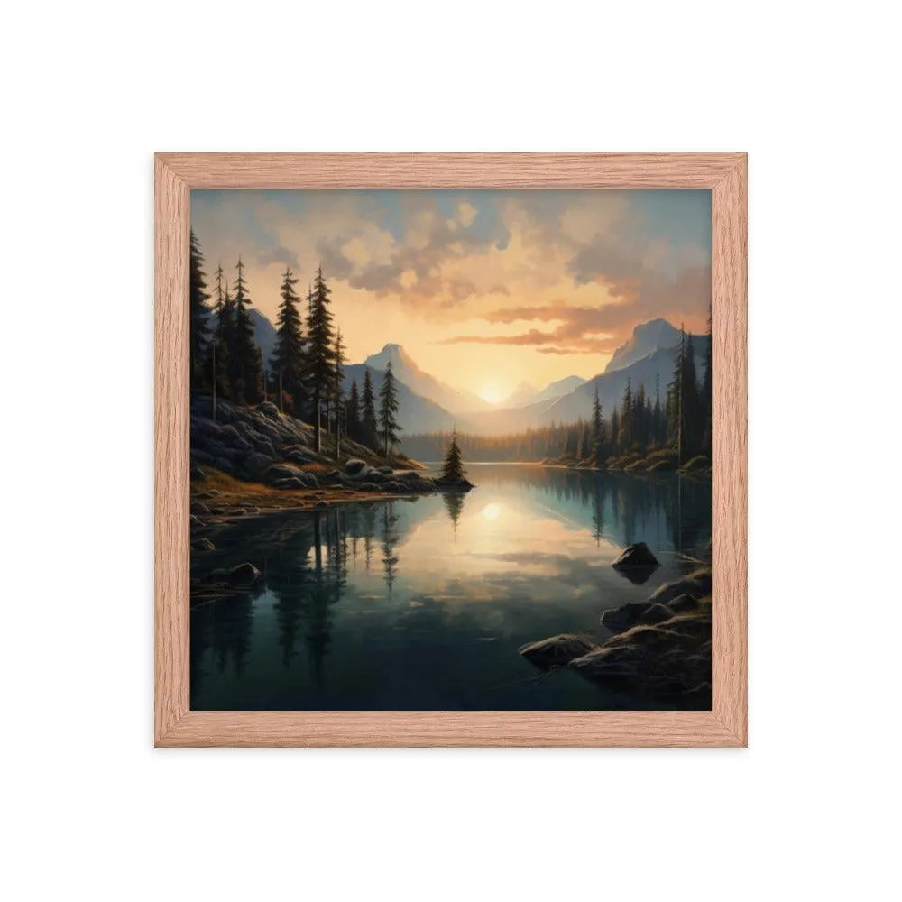 Lake Mountain Sunrise Nature Framed Poster - Oh Posters