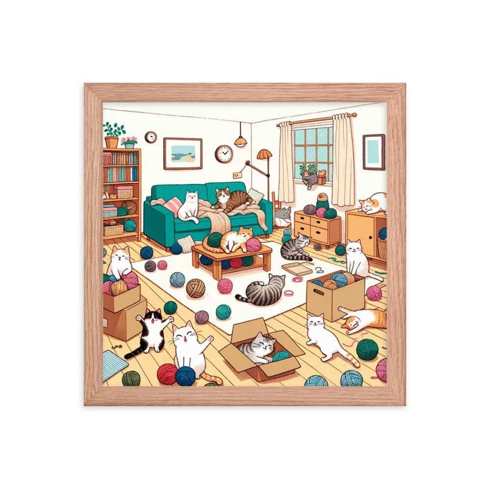 Cozy Cat Paradise Living Room Cartoon Framed Poster - Oh Posters