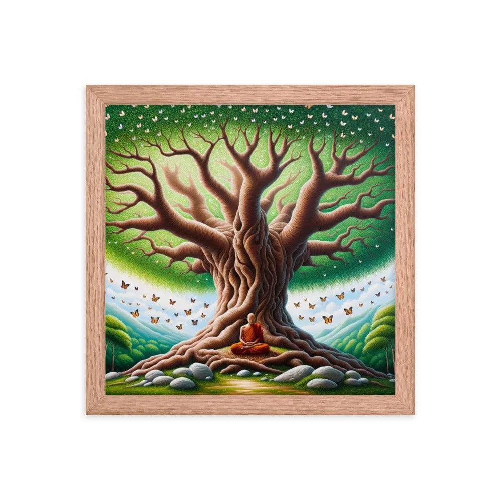 Meditation Serenity Tree Life Butterflies Art Framed Poster - Oh Posters