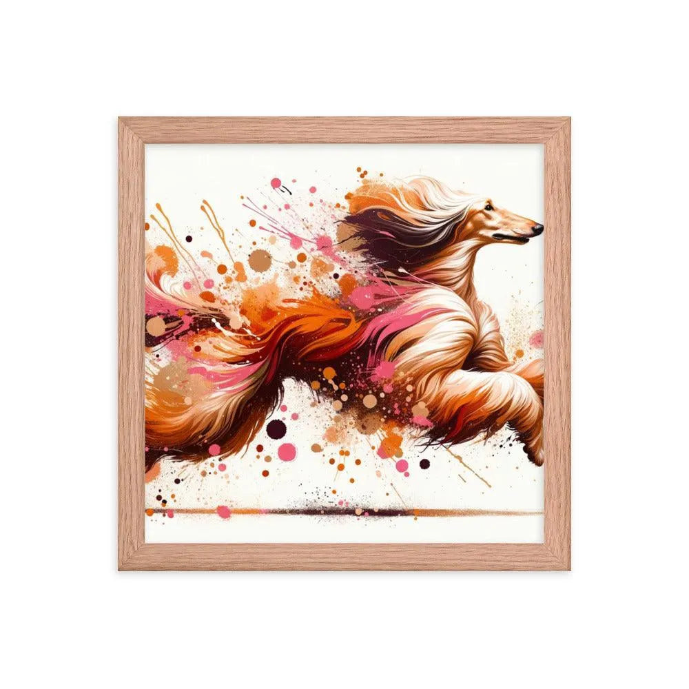 Running Afghan Hound Dynamic Splatter Art Framed Poster - Oh Posters