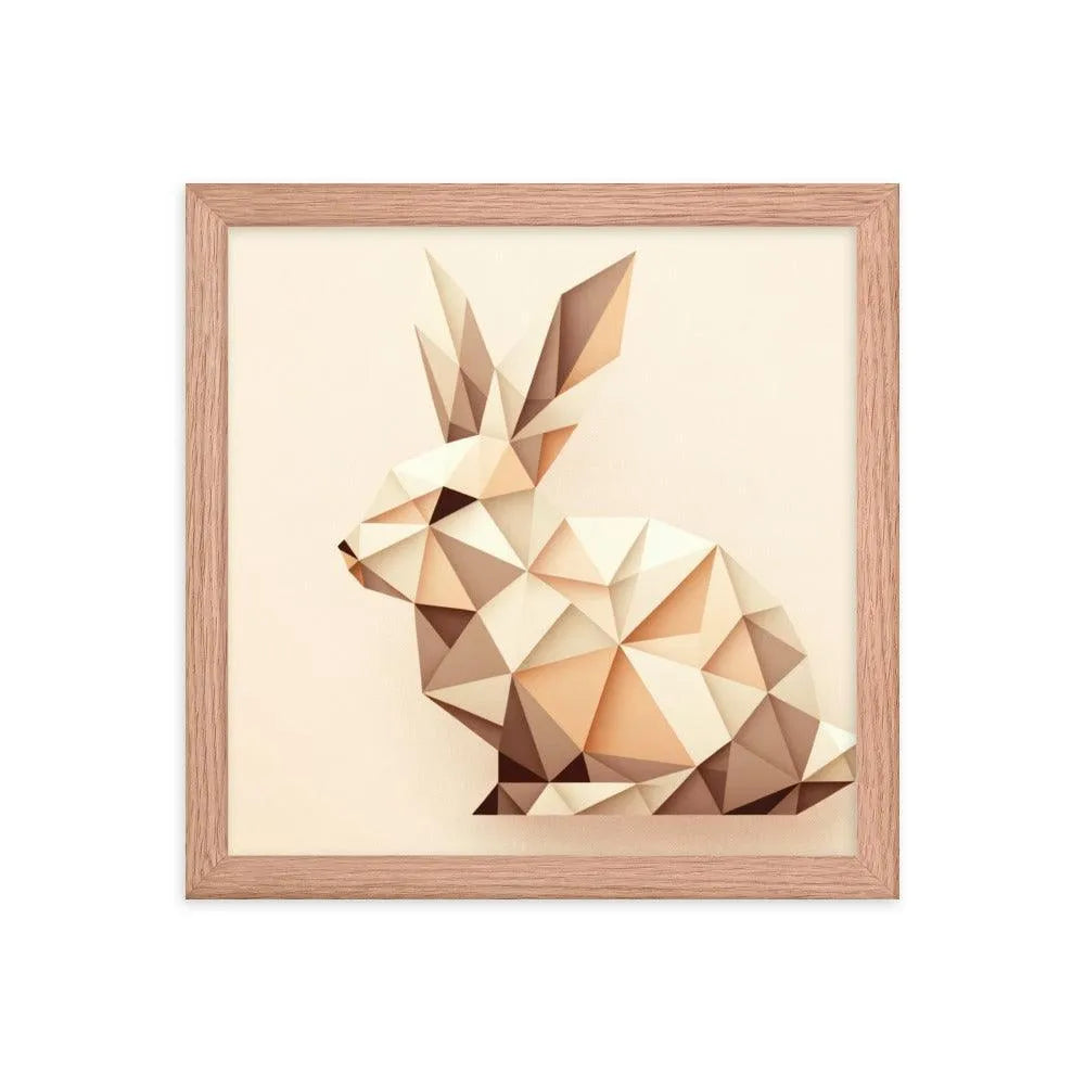 Geometric Beige Rabbit Minimalist Art Framed Poster - Oh Posters