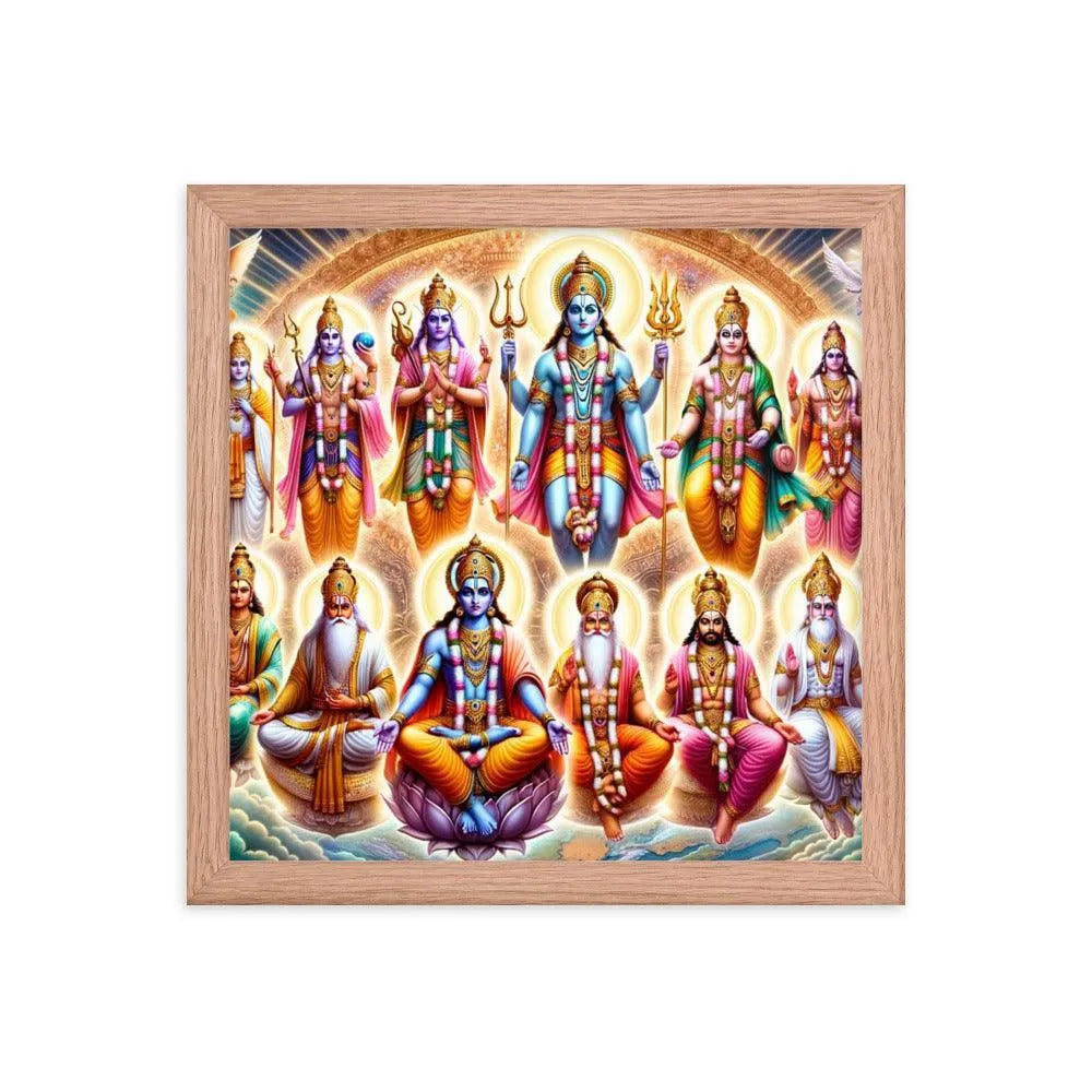 Dashavatara: Lord Vishnu's Divine Incarnations Hindu Art Framed Poster - Oh Posters