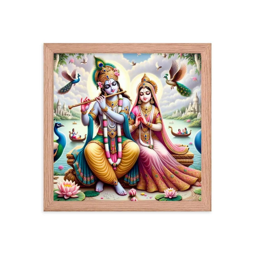 Lord Krishna and Radha Divine Love Hindu Framed Poster - Oh Posters