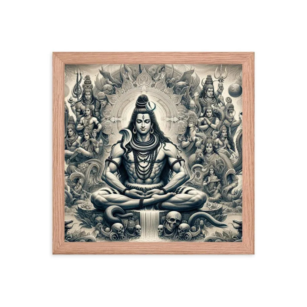 Hindu Lord Shiva Meditating Himalayan Serenity Divine Art Framed Poster - Oh Posters